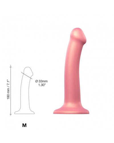Насадка для страпона Strap-On-Me Mono Density Dildo Rose M, диам. 3,3см, однослойный силикон, гибкий - Фото №3