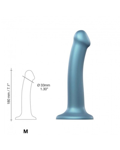 Насадка для страпону Strap-On-Me Mono Density Dildo M Blue, діам. 3,3 см, одношаровий силікон, гнучк - Фото №4