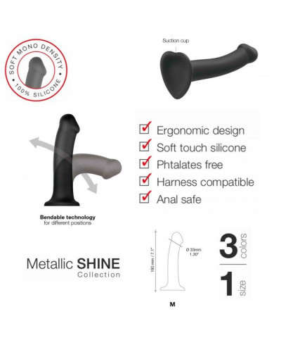 Насадка для страпону Strap-On-Me Mono Density Dildo M Blue, діам. 3,3 см, одношаровий силікон, гнучк - Фото №5