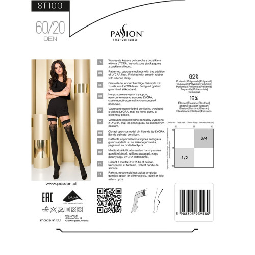 Чулки Passion ST100 3/4 red