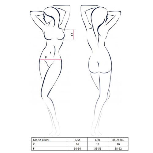 Комплект белья Passion GIANA BIKINI XXL/XXXL, white, полупрозрачные лиф и трусики с бантиками