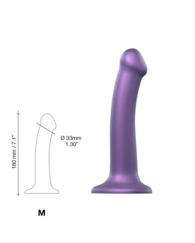 Насадка для страпона Strap-On-Me Mono Density Dildo Violet M, диам. 3,3см, однослойный силикон, гибк - Фото №3