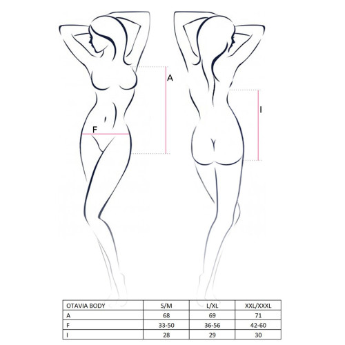 Боди монокини с глубоким декольте Passion OTAVIA BODY L/XL, black