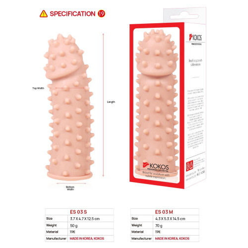 Насадка на член Kokos Extreme Sleeve ES.03 размер M, утолщающая, стимулирующий рельеф
