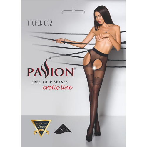 Эротические колготки Passion TIOPEN 002 3/4 (20 den), black, имитация чулок и пояса