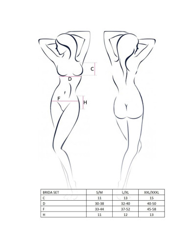 Комплект білизни Passion Exclusive BRIDA SET OpenBra L/XL black, трусики-танга, пояс, відкритий ліф - Фото №4