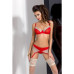 Распродажа!!! Комплект белья LORAINE SET red L/XL - Passion Exclusive: лиф, стринги, пояс для чулок - Фото №2