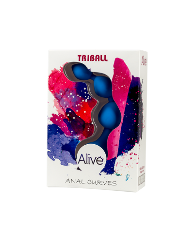 Анальные шарики Alive Triball Blue, силикон, макс. диаметр 2см - Фото №2