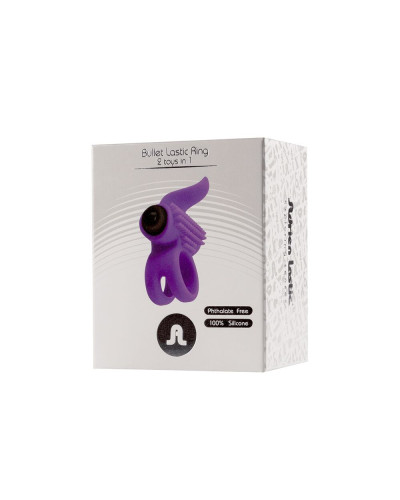 Ерекційне віброкільце Adrien Lastic Bullet Lastic Ring з язичком і щіточкою для стимуляції клітора - Фото №5