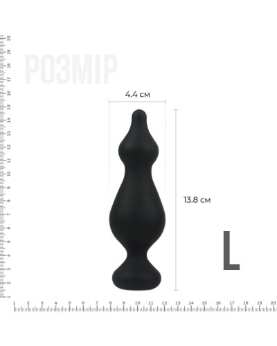 Анальна пробка Adrien Lastic Amuse Big Black (L) з двома переходами, макс. діаметр 4,4 см - Фото №2