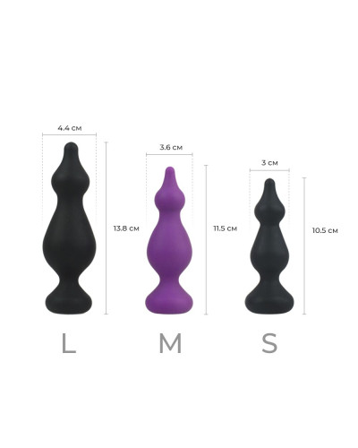 Анальна пробка Adrien Lastic Amuse Big Black (L) з двома переходами, макс. діаметр 4,4 см - Фото №4