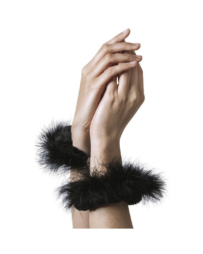 Наручники металеві Adrien Lastic Handcuffs Black з чорною пухнастою обробкою - Фото №3