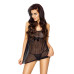 Сорочка бебі-дол Passion BERYL CHEMISE L/XL, black, трусики, напівпрозора, стрічка під груди - Фото №1