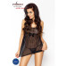Сорочка бебі-дол Passion BERYL CHEMISE L/XL, black, трусики, напівпрозора, стрічка під груди - Фото №2