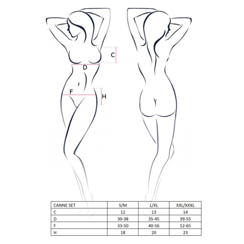 Комплект белья Passion CANNE SET XXL/XXXL, black, лиф-бандо, пояс-юбочка, стринги