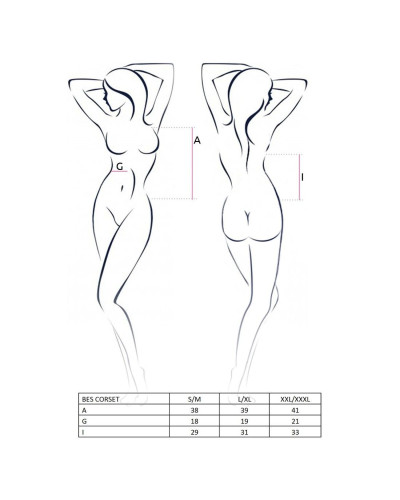Корсет під латекс з пажами Passion Exclusive BES CORSET L/XL, black, стрінги, шнурівка - Фото №3