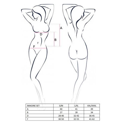 Комплект білизни Passion IMAGINE SET OpenBra XXL/XXXL, black, ліф - міні-сорочка, трусики з оборкам