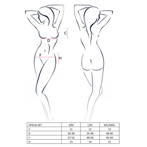 Комплект белья Passion OFELIA SET OpenBra S/M, white, стринги, открытый лиф, широкий пояс