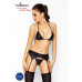 Комплект белья под латекс Passion CAPRI SET XXL/XXXL, black, мини-бикини, стринги, пояс для чулок - Фото №2