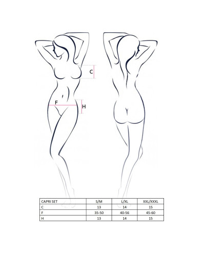 Комплект белья под латекс Passion CAPRI SET XXL/XXXL, black, мини-бикини, стринги, пояс для чулок - Фото №3