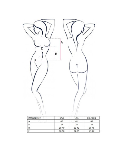 Комплект білизни Passion IMAGINE SET OpenBra L/XL, black, ліф - міні-сорочка, трусики з оборками - Фото №5