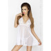 Прозора сорочка бебі дол Passion JANET CHEMISE L/XL, white, трусики - Фото №2