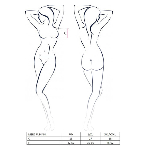 Комплект белья Passion MELISSA BIKINI L/XL, black, лиф со шнуровкой и трусики стринги