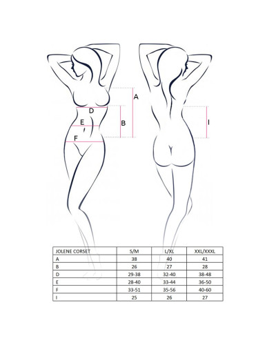 Корсет з пажами Passion JOLENE CORSET XXL/XXXL, black, трусики, напіввідкриті груди, напівпрозорий - Фото №5