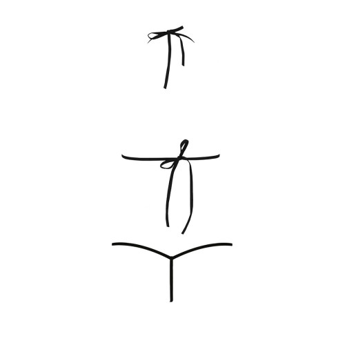 Комплект белья Passion MELISSA BIKINI XXL/XXXL, black, лиф со шнуровкой и трусики-стринги