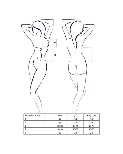 Корсет с пажами Passion KATRISS CORSET XXL/XXXL, black, трусики, шнуровка - Фото №5