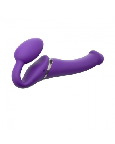 Безремневой страпон с вибрацией Strap-On-Me Vibrating Violet M диаметр 3,3см, пульт ДУ, регулируемый - Фото №1