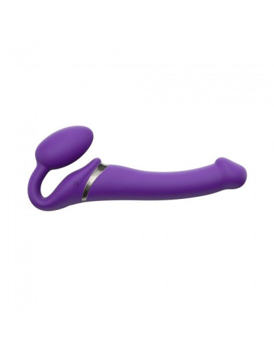 Безремневой страпон с вибрацией Strap-On-Me Vibrating Violet M диаметр 3,3см, пульт ДУ, регулируемый - Фото №5