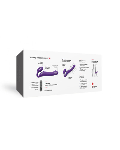 Безремневой страпон с вибрацией Strap-On-Me Vibrating Violet M диаметр 3,3см, пульт ДУ, регулируемый - Фото №8