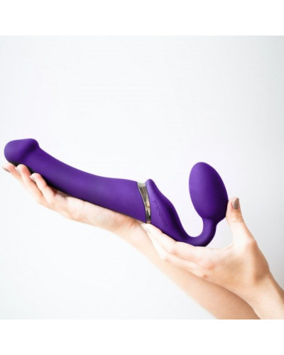 Безремневой страпон с вибрацией Strap-On-Me Vibrating Violet M диаметр 3,3см, пульт ДУ, регулируемый - Фото №9