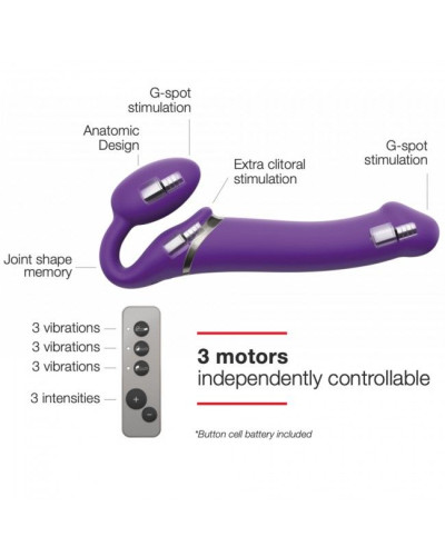 Безремінний страпон з вібрацією Strap-On-Me Vibrating Violet L, діам. 3,7 см, пульт ДК, регульований - Фото №3