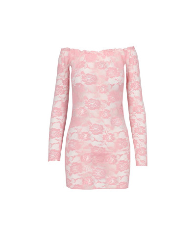 Прозора сорочка з довгим рукавом Passion YOLANDA CHEMISE L/XL, pink, трусики - Фото №3