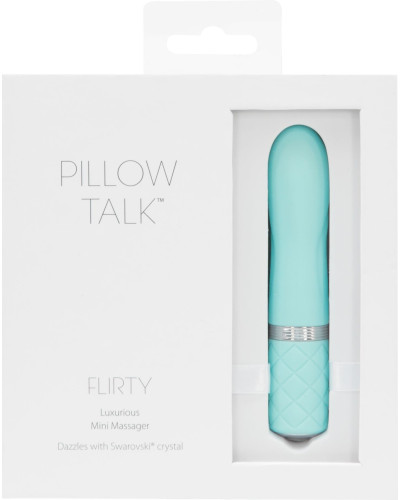 Роскошный вибратор PILLOW TALK - Flirty Teal с кристаллом Сваровски, гибкая головка - Фото №8
