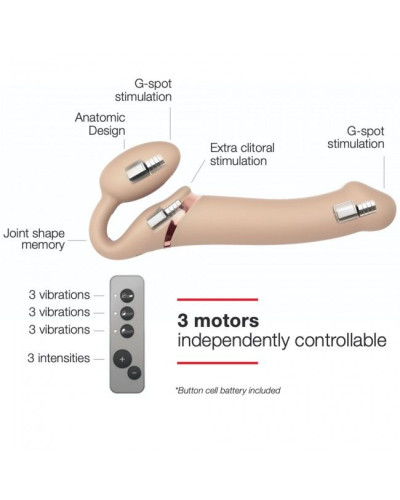 Безремінний страпон з вібрацією Strap-On-Me Vibrating Flesh L, діаметр 3,7 см, пульт ДК, регульовани - Фото №3