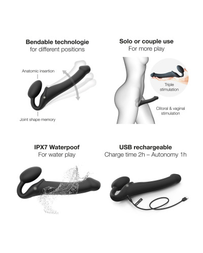 Безремінний страпон з вібрацією Strap-On-Me Vibrating Black L, діаметр 3,7см, пульт ДК, регульований - Фото №3