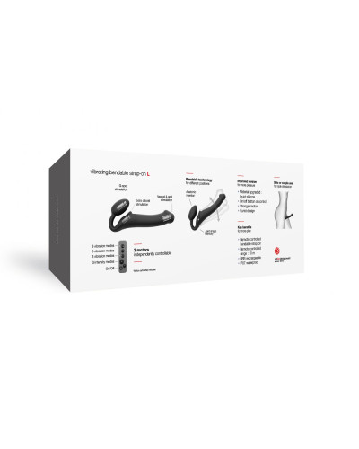 Безремінний страпон з вібрацією Strap-On-Me Vibrating Black L, діаметр 3,7см, пульт ДК, регульований - Фото №7