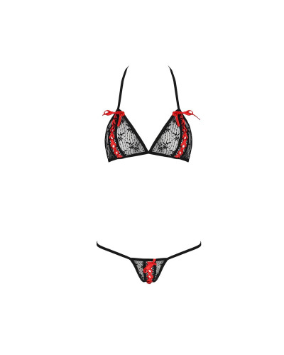 Комплект білизни Passion MELISSA BIKINI S/M, black, ліф зі шнурівкою і трусики стрінги - Фото №5