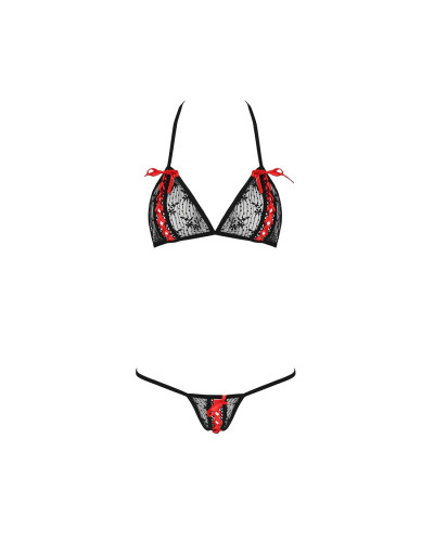 Комплект білизни Passion MELISSA BIKINI XXL/XXXL, black, ліф зі шнурівкою і трусики стрінги - Фото №5