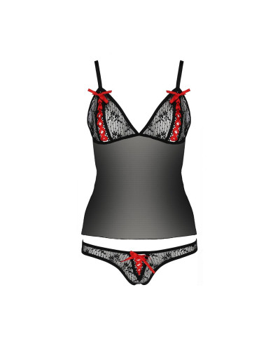 Комплект білизни Passion MELISSA SET S/M, black, ліф-сорочка зі шнурівкою і трусики - Фото №5