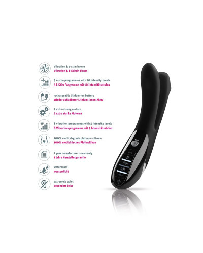 Вибратор двойной с электростимуляцией Mystim Tingling Aparte eStim Black, миостимулятор - Фото №6