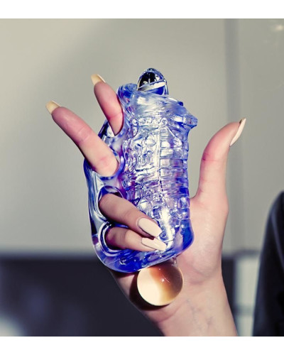 Мастурбатор Fleshlight Fleshskins Grip Blue Ice, надежная фиксация на руке, отлично для пар и минета - Фото №7