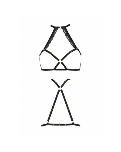 Портупея из стреп с кружевом Passion Exclusive LORRY BRA S/M, black - Фото №5
