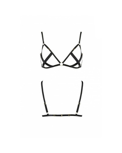 Відкритий бюстгальтер-стрепи Passion Exclusive NICKY BRA L/XL, black - Фото №5