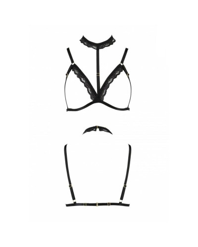 Бюстгальтер-стрепи з чокером Passion Exclusive SHELLY BRA L/XL, black - Фото №5