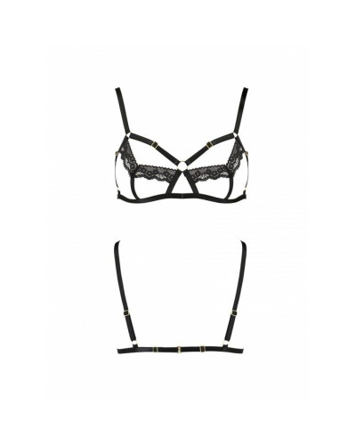 Бюстгальтер-стрепи з мереживом Passion Exclusive SOLON BRA L/XL, black - Фото №5
