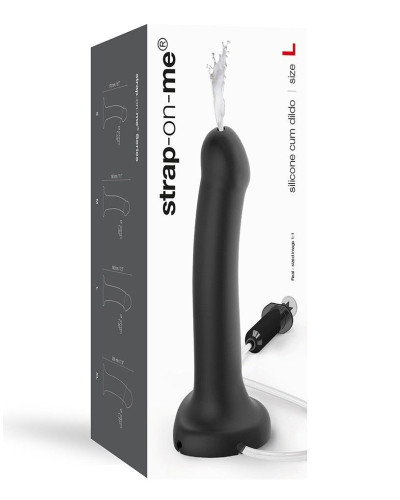 Кончающий фаллоимитатор Strap-On-Me Dildo Cum Black, диаметр 3,6см, силикон, насадка для страпона - Фото №6